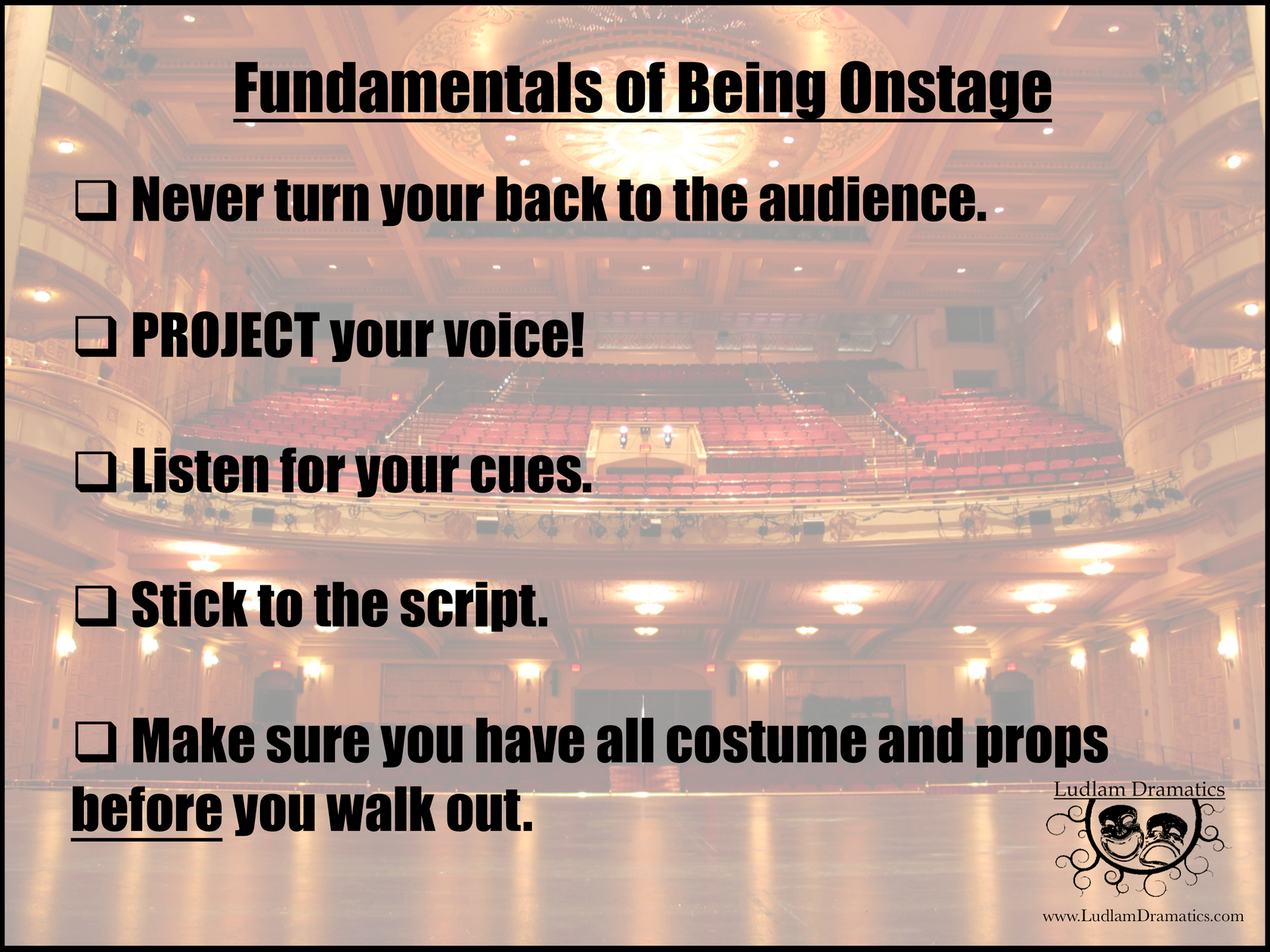 Fundamentals of Being Onstage Poster – Ludlam Dramatics